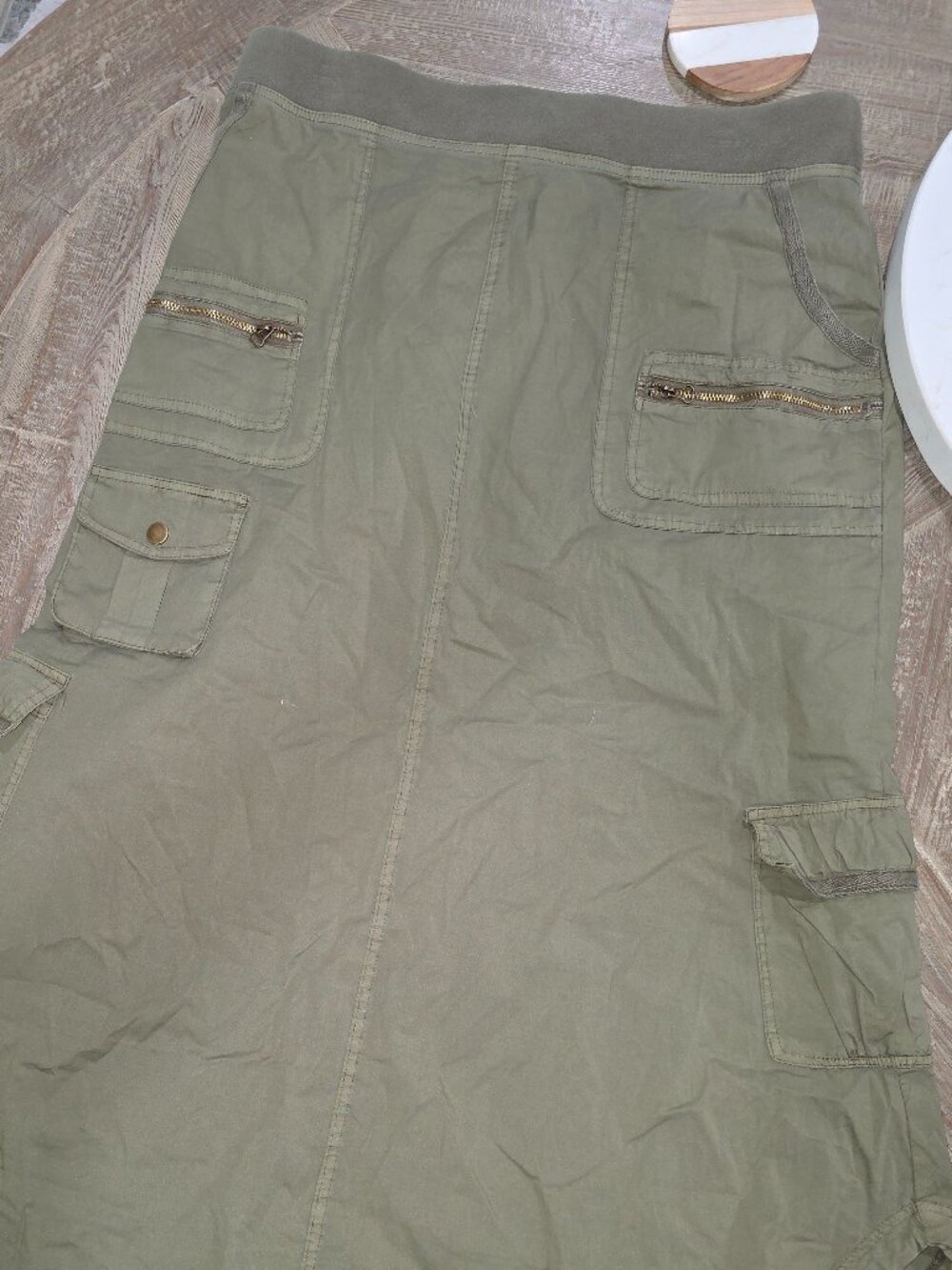 XCVI Canvas Olive Green Maxi Skirt Sz L NWT